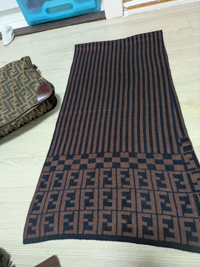 Fendi ストライプ マフラー ブラウン/ネイビー