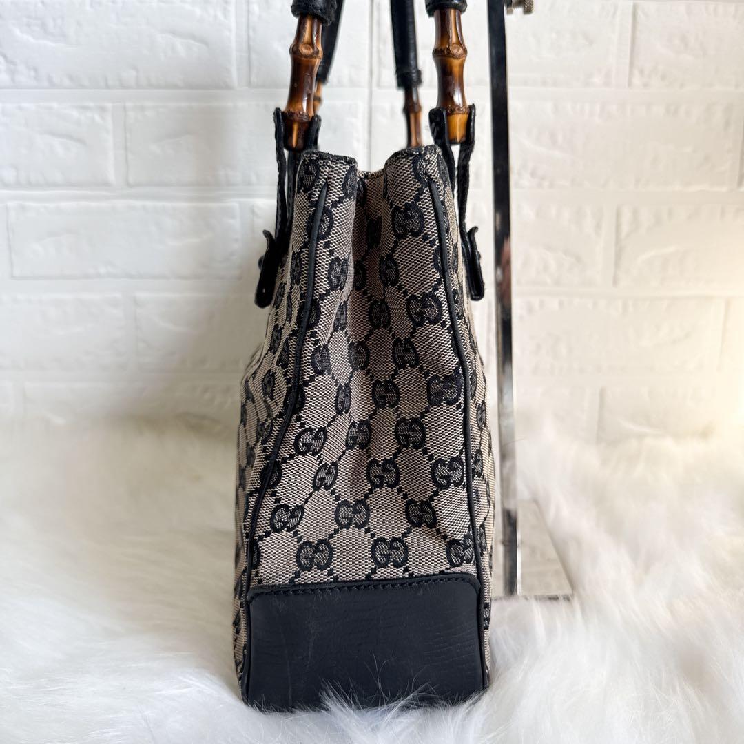 GUCCI バンブートートバッグ GG CANVAS キャンバス ブラック