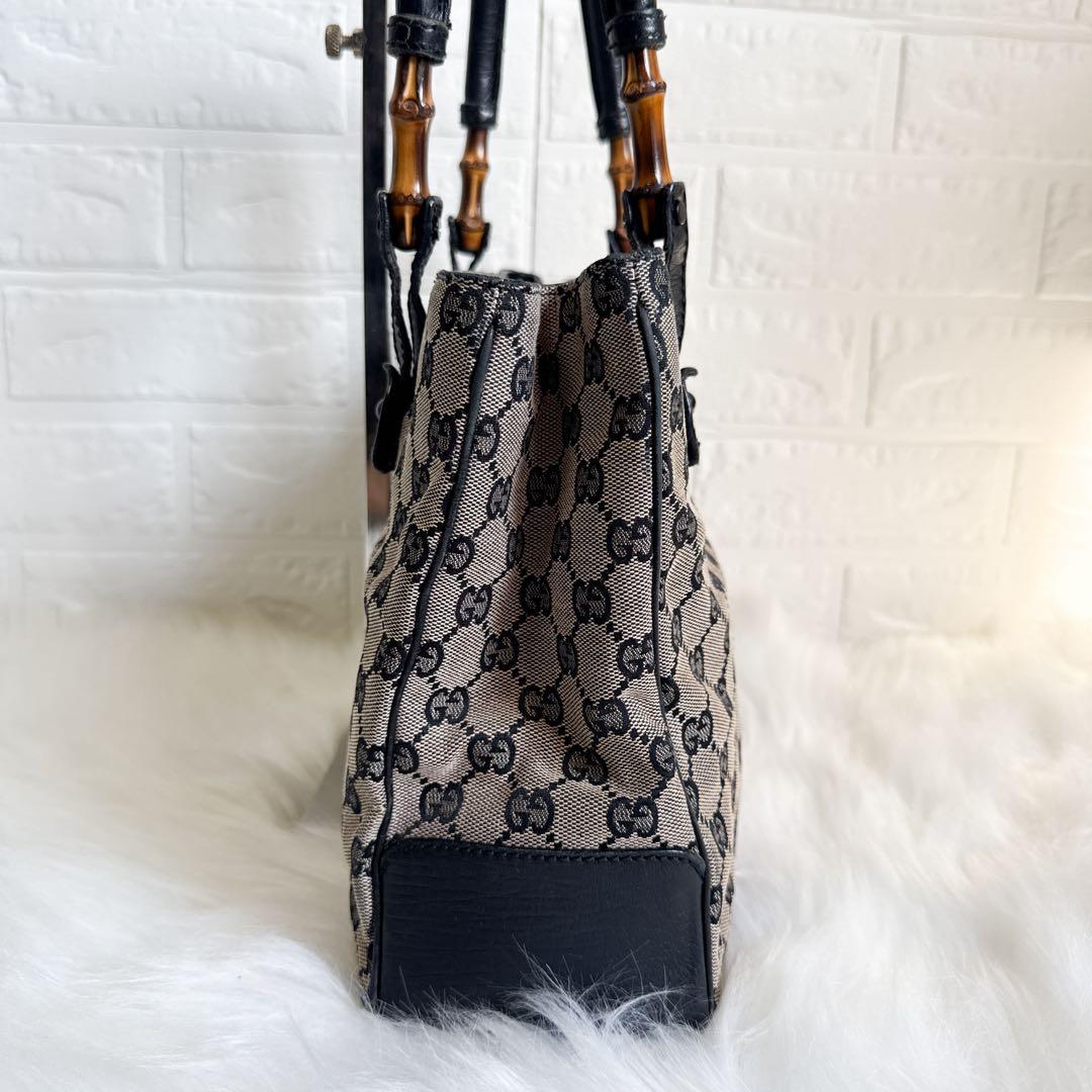 GUCCI バンブートートバッグ GG CANVAS キャンバス ブラック