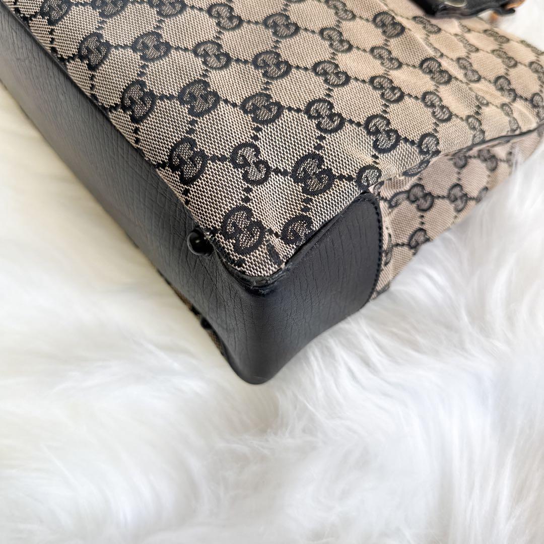 GUCCI バンブートートバッグ GG CANVAS キャンバス ブラック