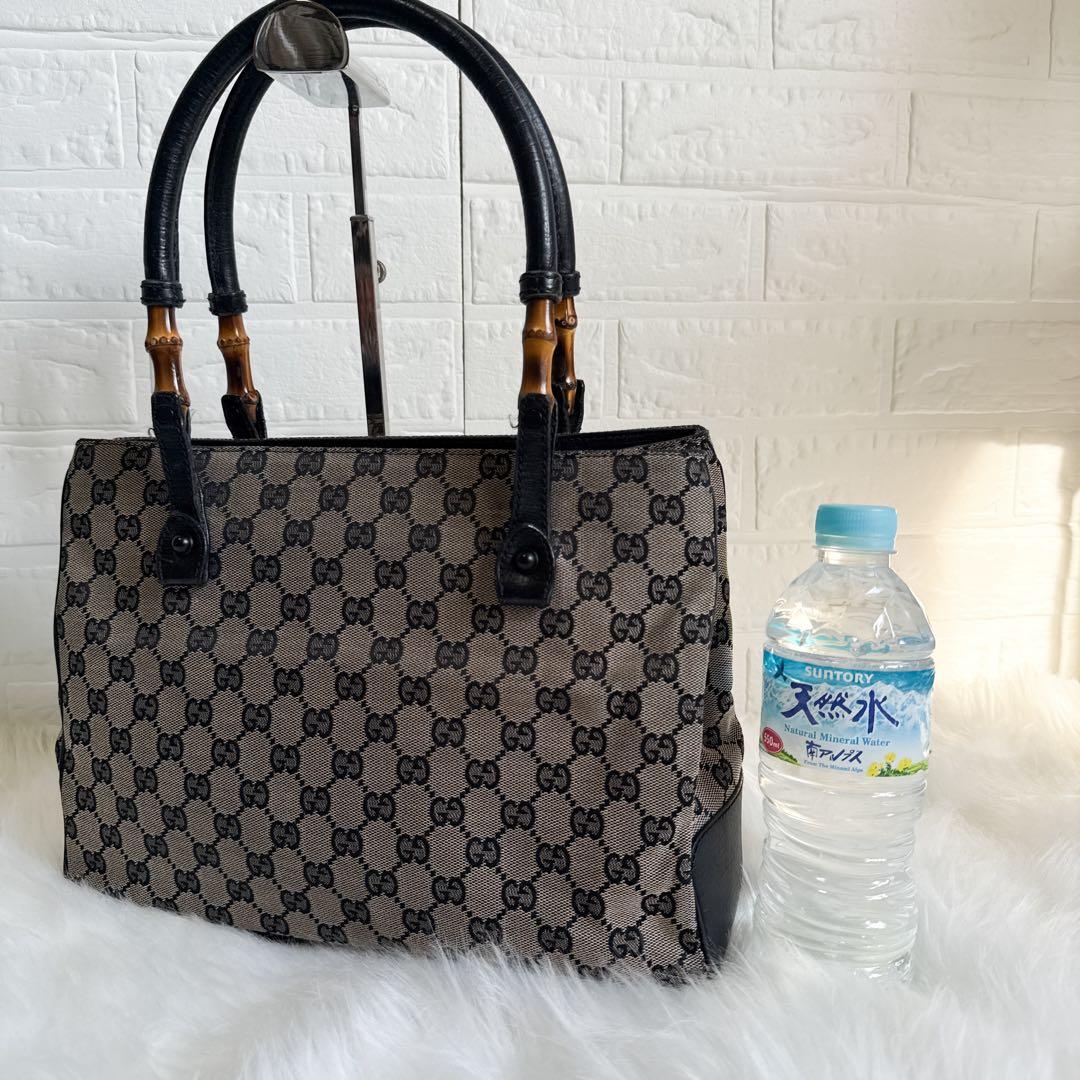 GUCCI バンブートートバッグ GG CANVAS キャンバス ブラック