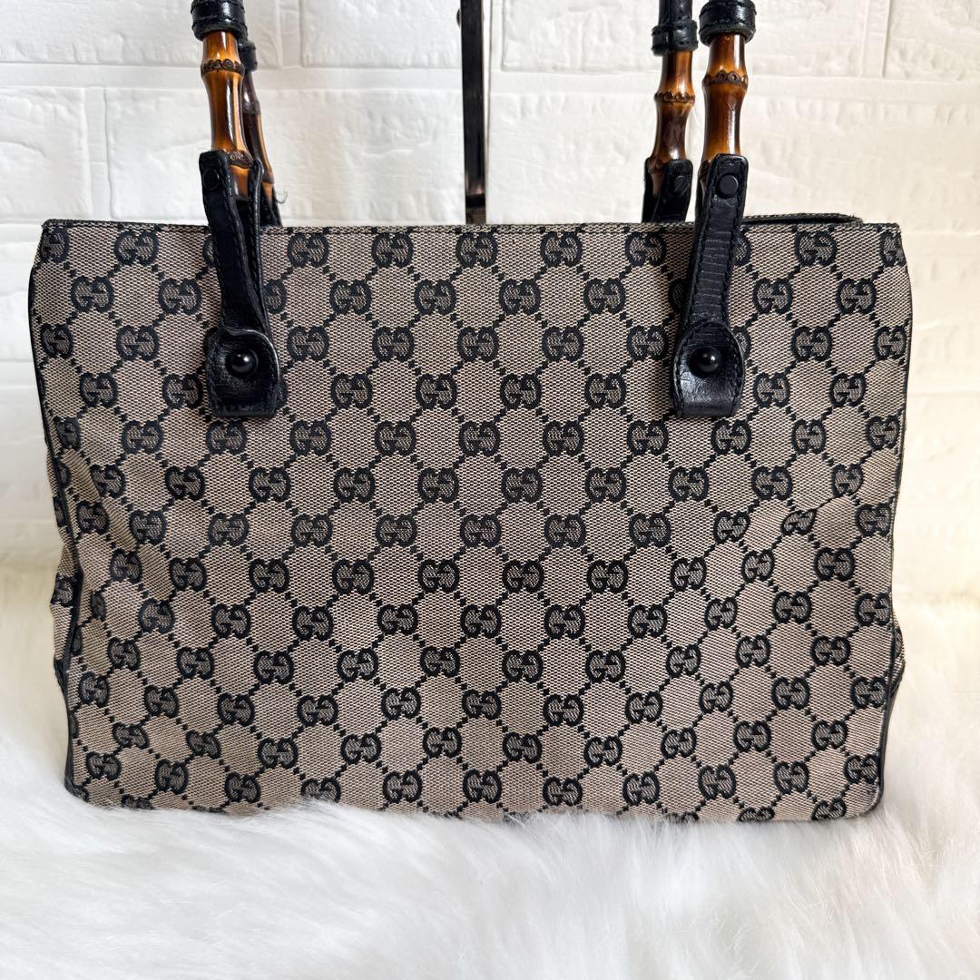 GUCCI バンブートートバッグ GG CANVAS キャンバス ブラック