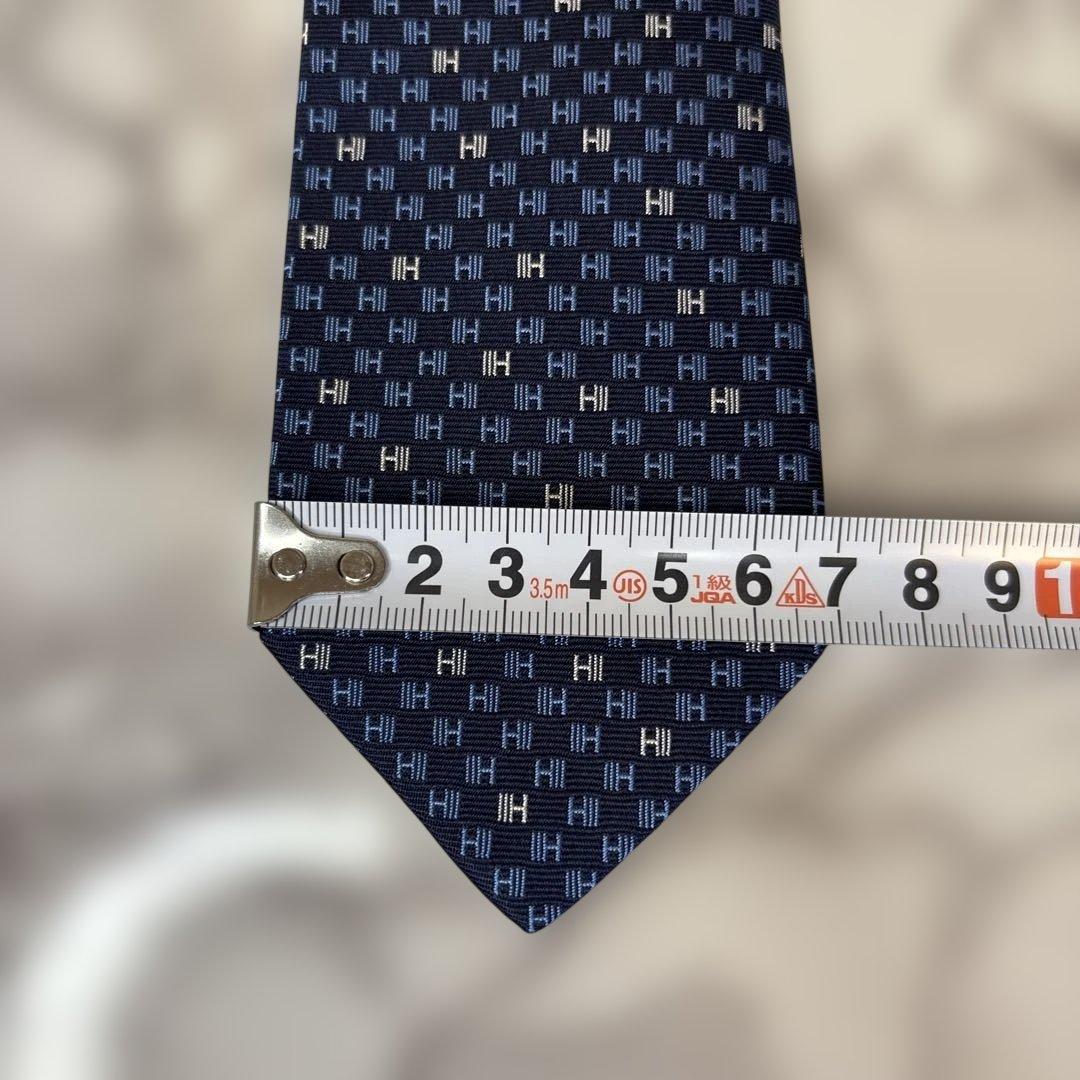 【箱&カード&リボン付】HERMES ネクタイ　ファソネ　ネイビー　紺色　H柄