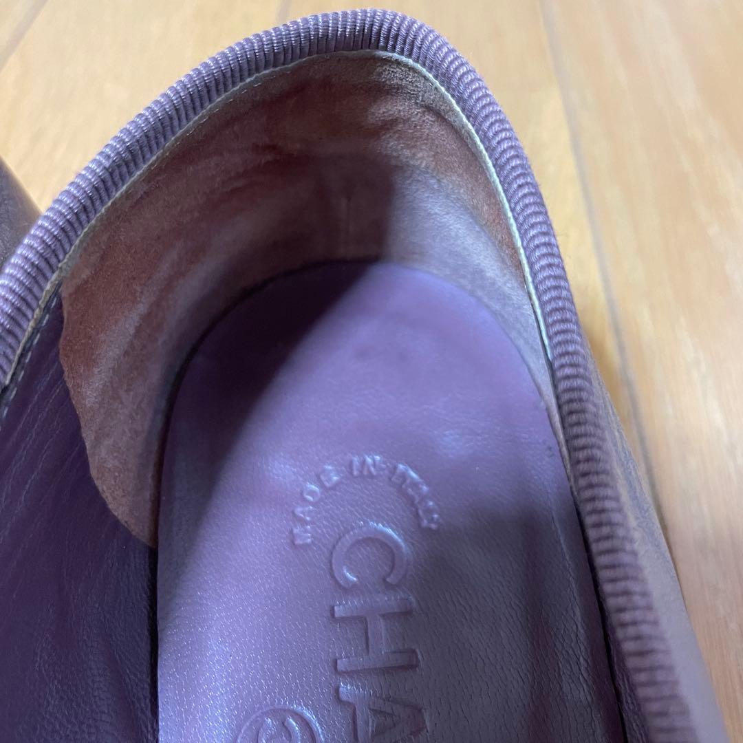 CHANEL バレリーナ バレエシューズ ココマーク リボン パープル 35