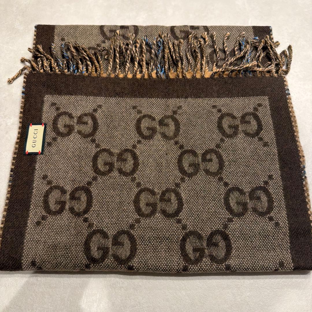 GG＆タータンチェック ウールジャカード スカーフ