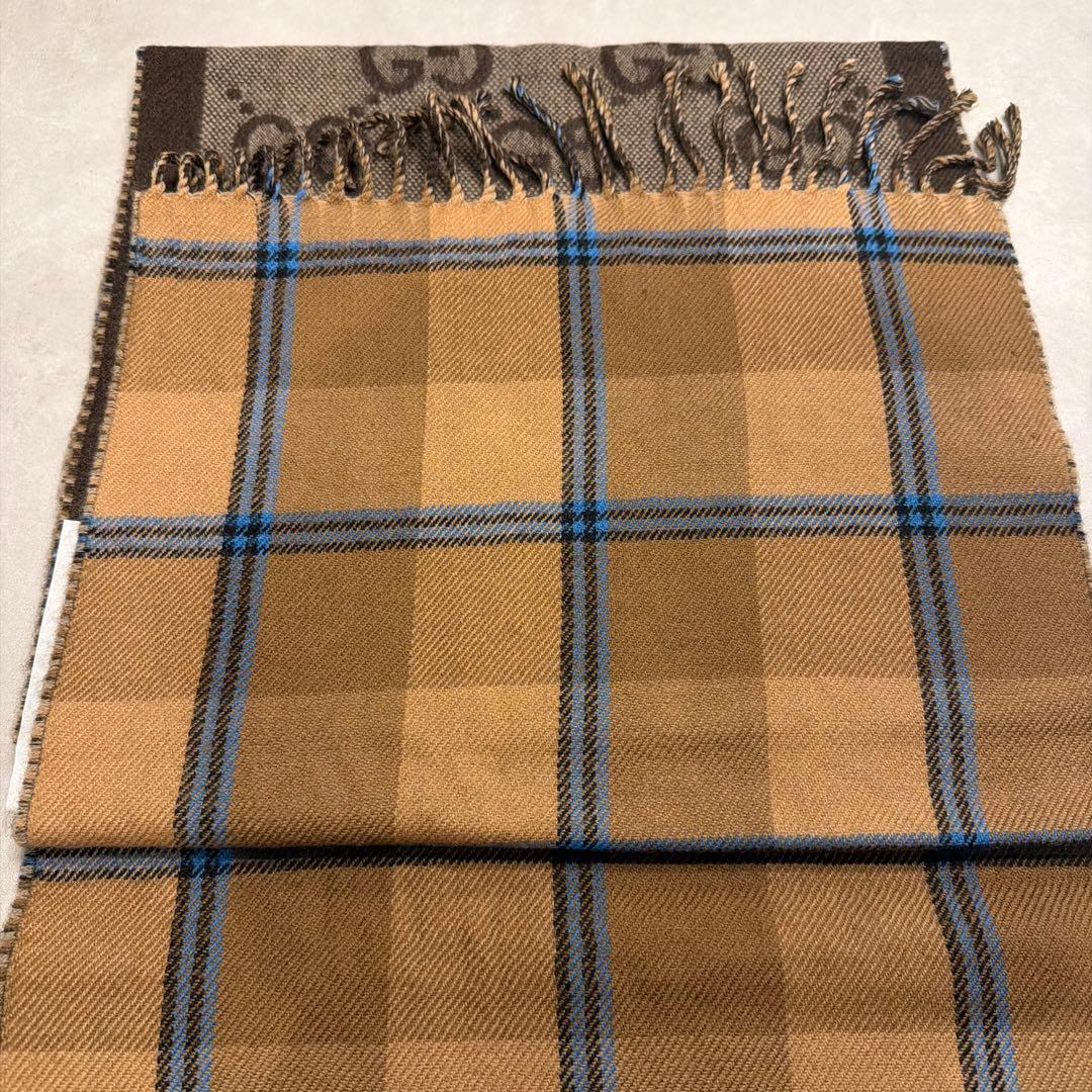 GG＆タータンチェック ウールジャカード スカーフ