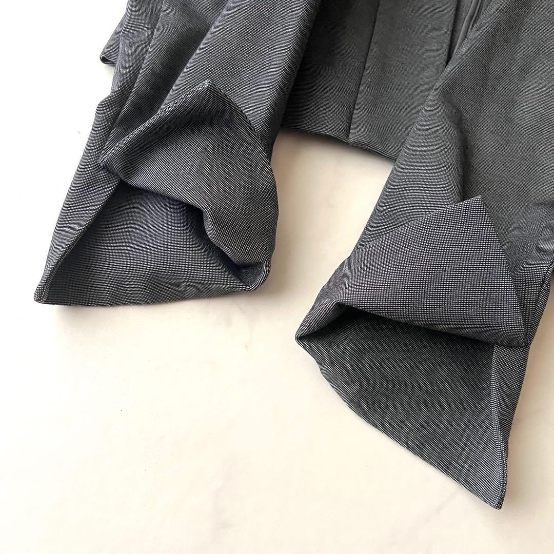 現行品 ケイミー kayme ノーカラージャケット グレー 9号 M ストレッチ