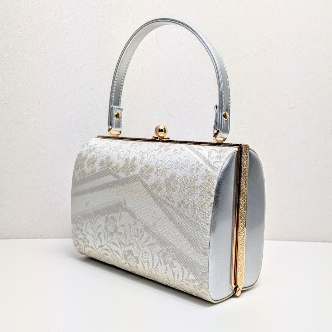 草履バッグセット フォーマル 帯地 シルバー S〜3Lサイズ u777