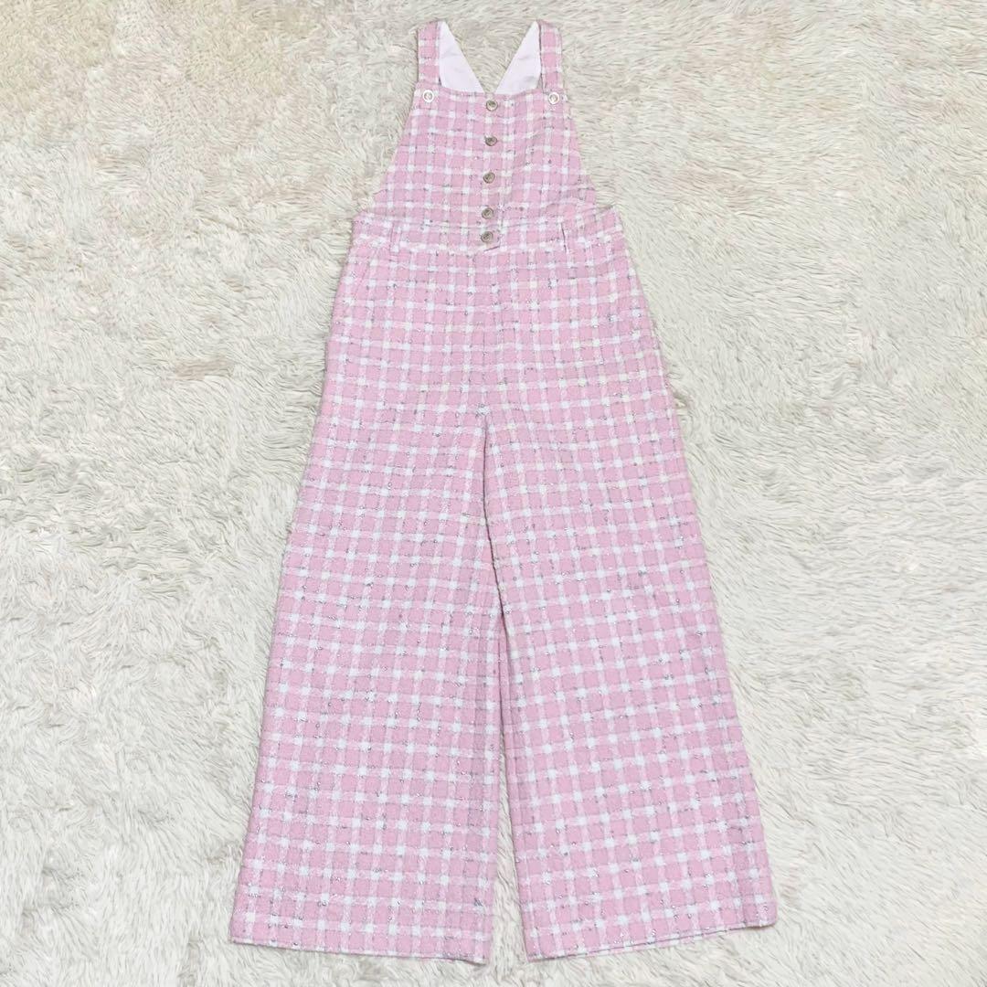 【極美品】グレースクラス サロペット ツイード チェック ピンク 36