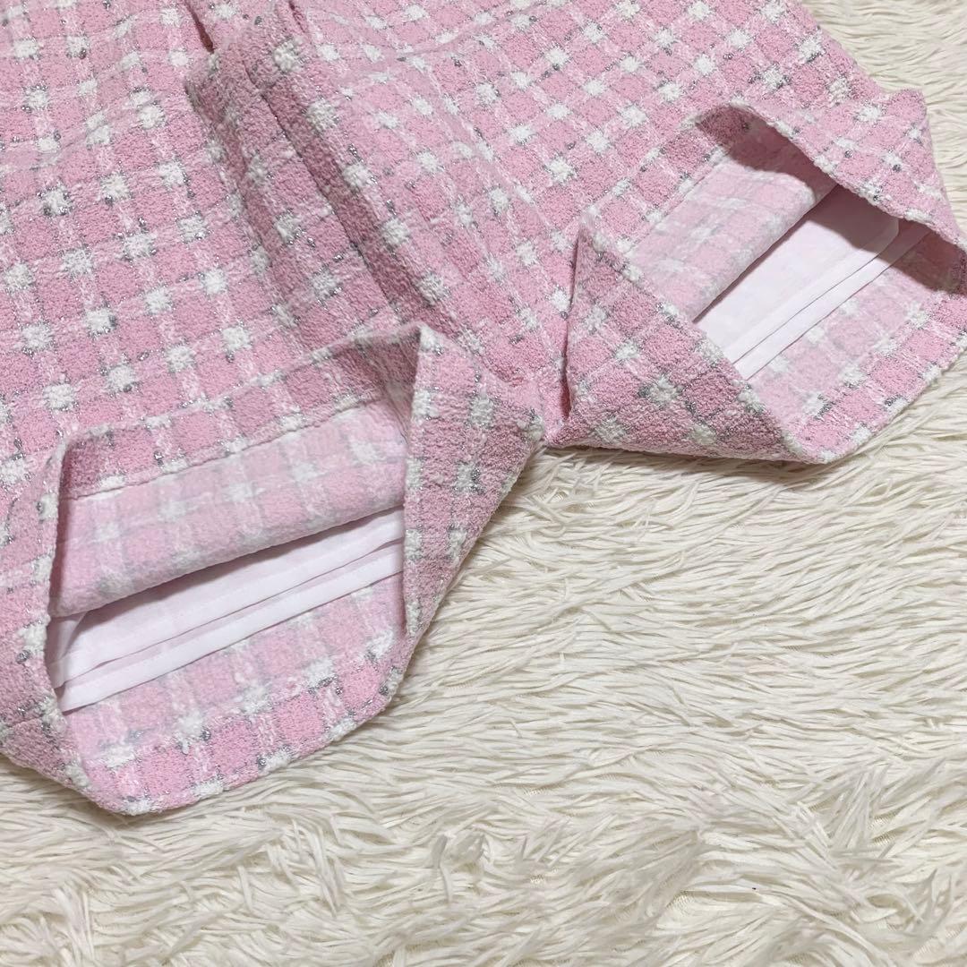 【極美品】グレースクラス サロペット ツイード チェック ピンク 36