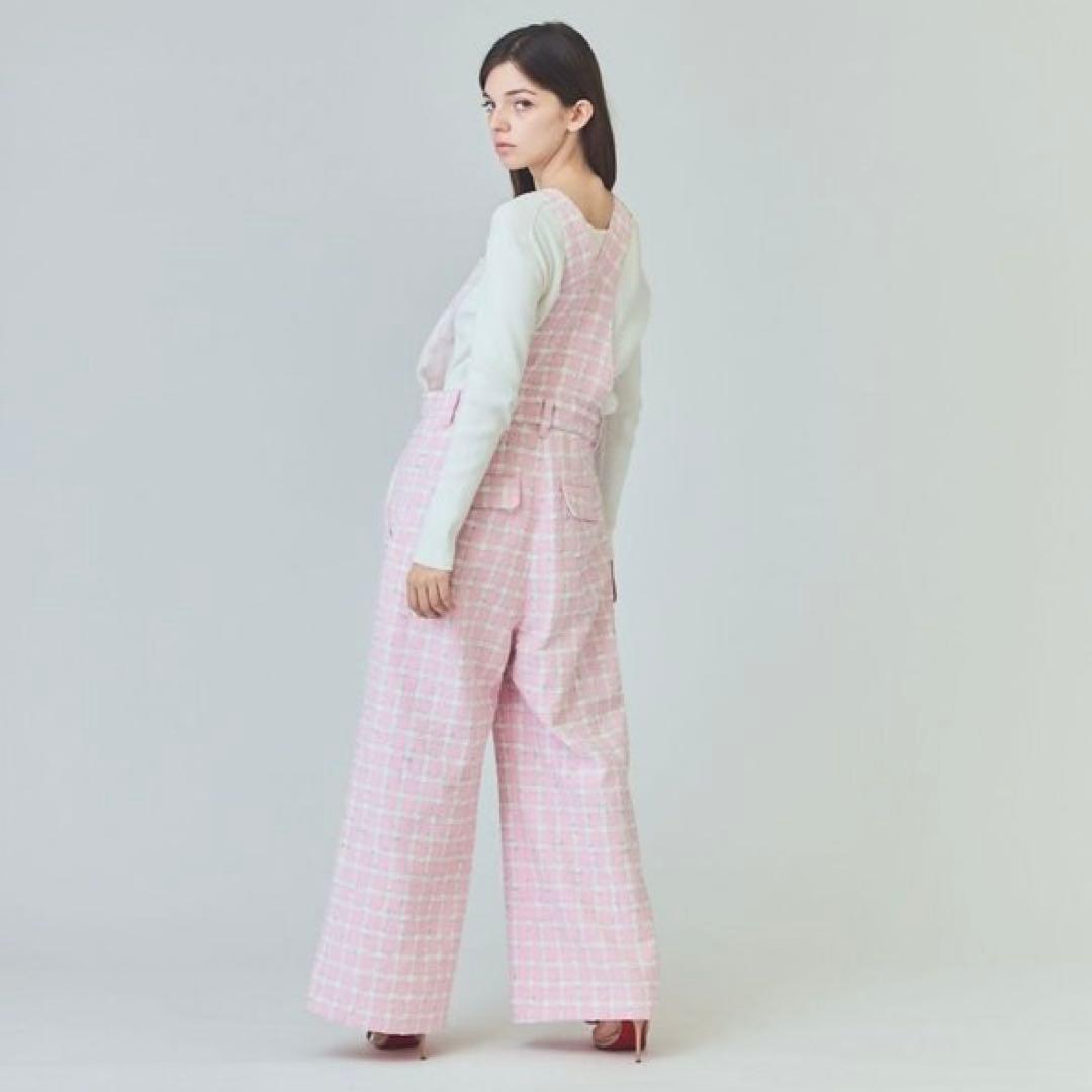 【極美品】グレースクラス サロペット ツイード チェック ピンク 36