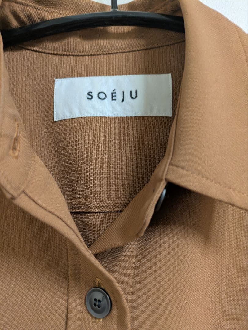 ブラウン シャツワンピース M ウエストベルト付き