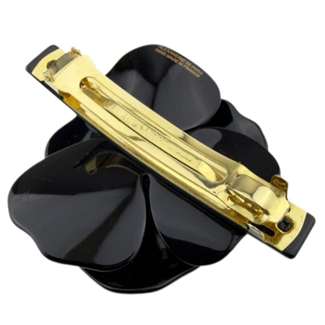 アレクサンドルドゥパリ　カメリア　バレッタ 7.5cm ベージュブラック