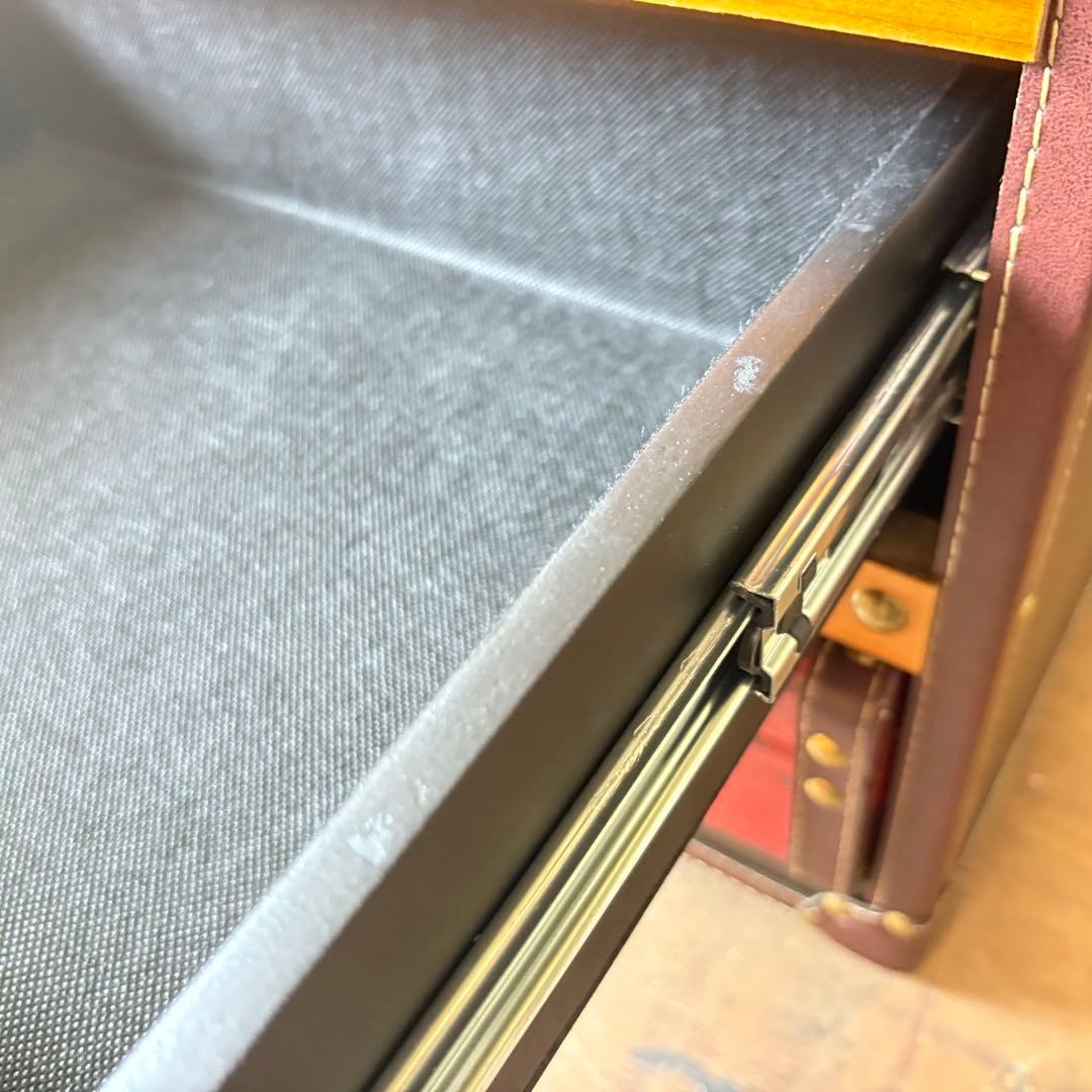 訳あり品！【108】アンティークビンテージ調レザートランクチェスト四段タンス収納