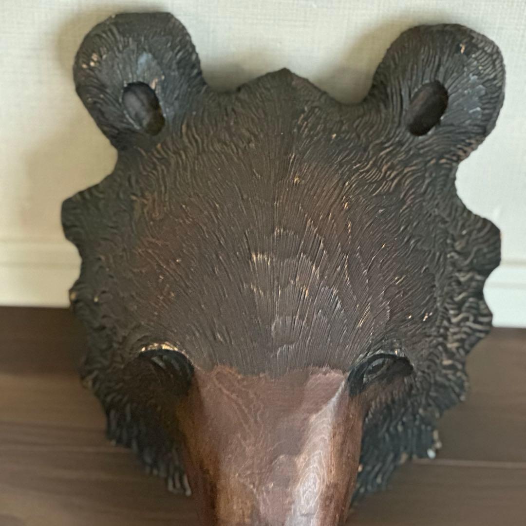 【民芸品】木彫り熊の壁掛け 北海道土産 昭和期 アンティーク風 大型