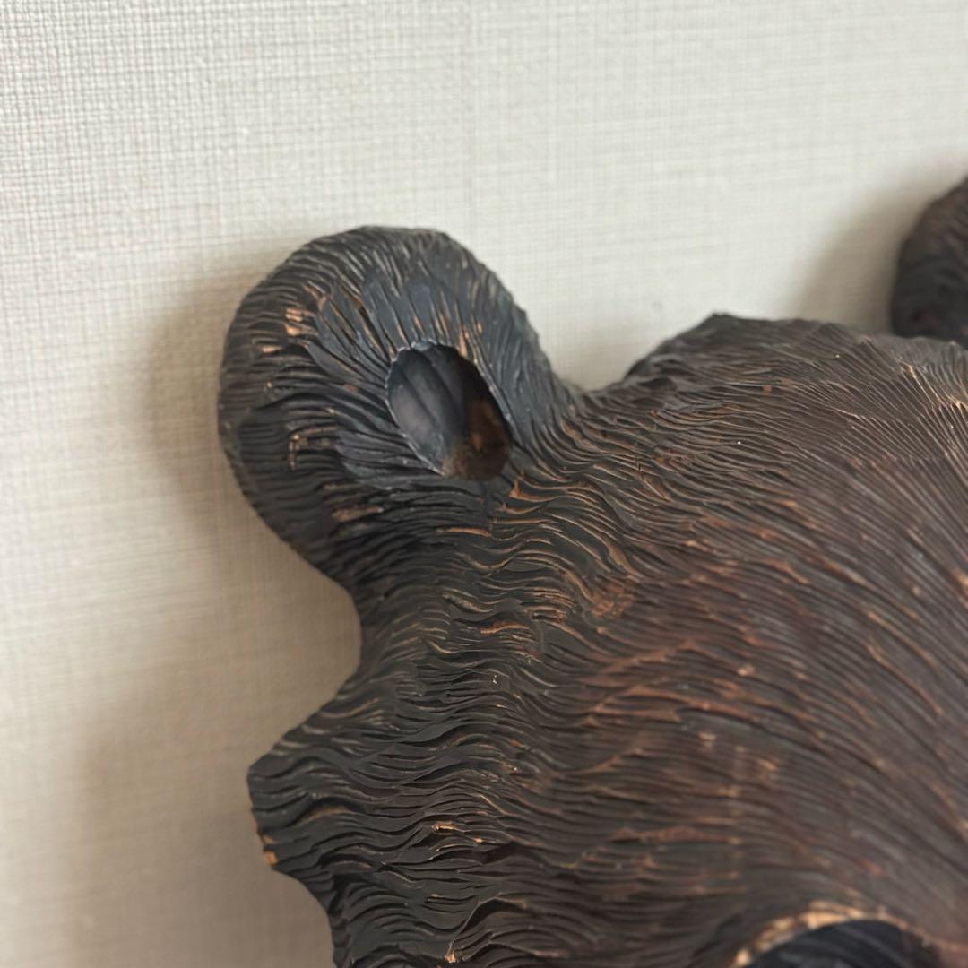 【民芸品】木彫り熊の壁掛け 北海道土産 昭和期 アンティーク風 大型