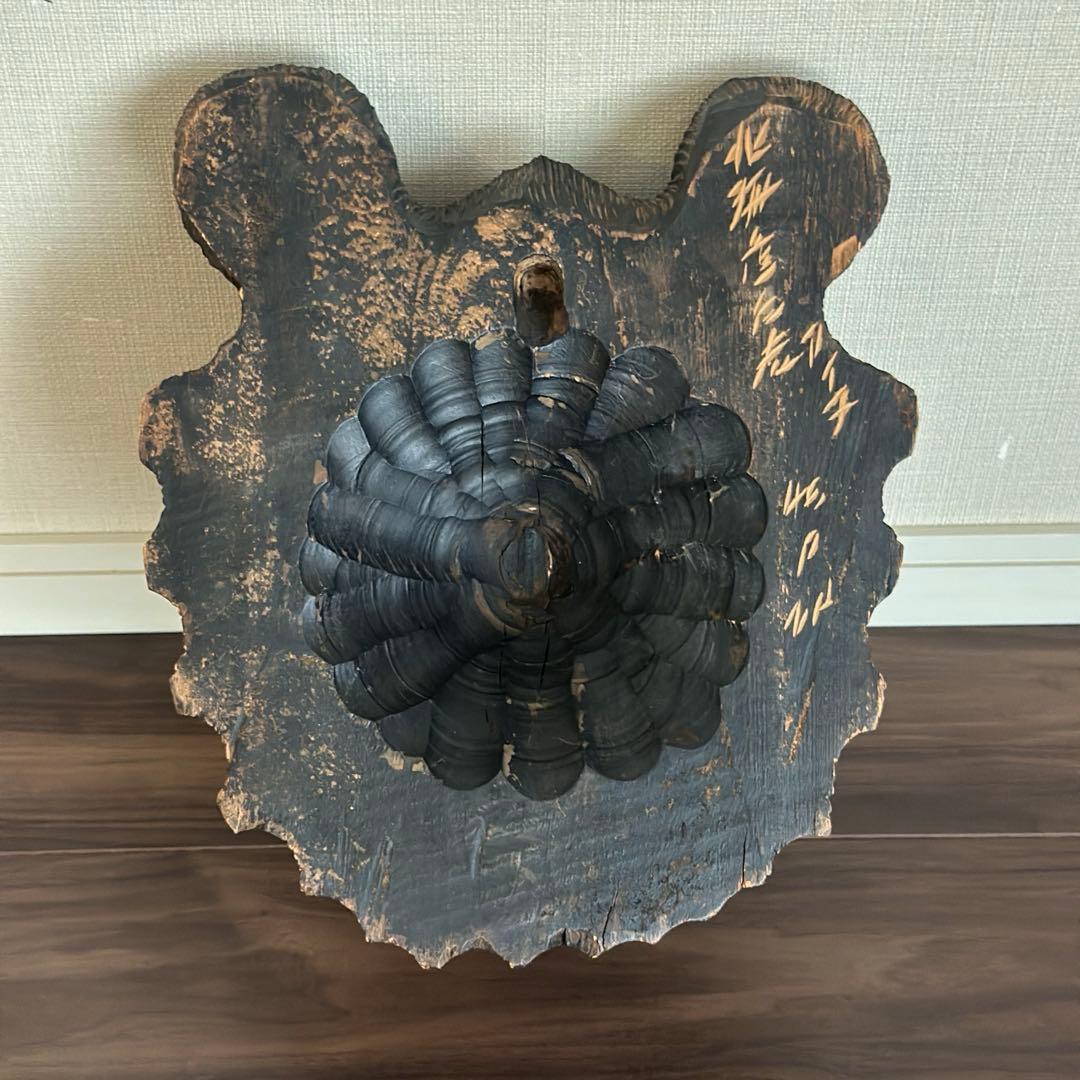 【民芸品】木彫り熊の壁掛け 北海道土産 昭和期 アンティーク風 大型