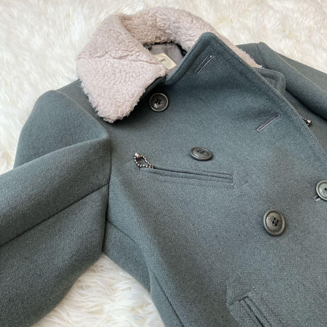 【美品】マーカウェア Pコート ボア襟 ミリタリー ダブルブレスト ウール M