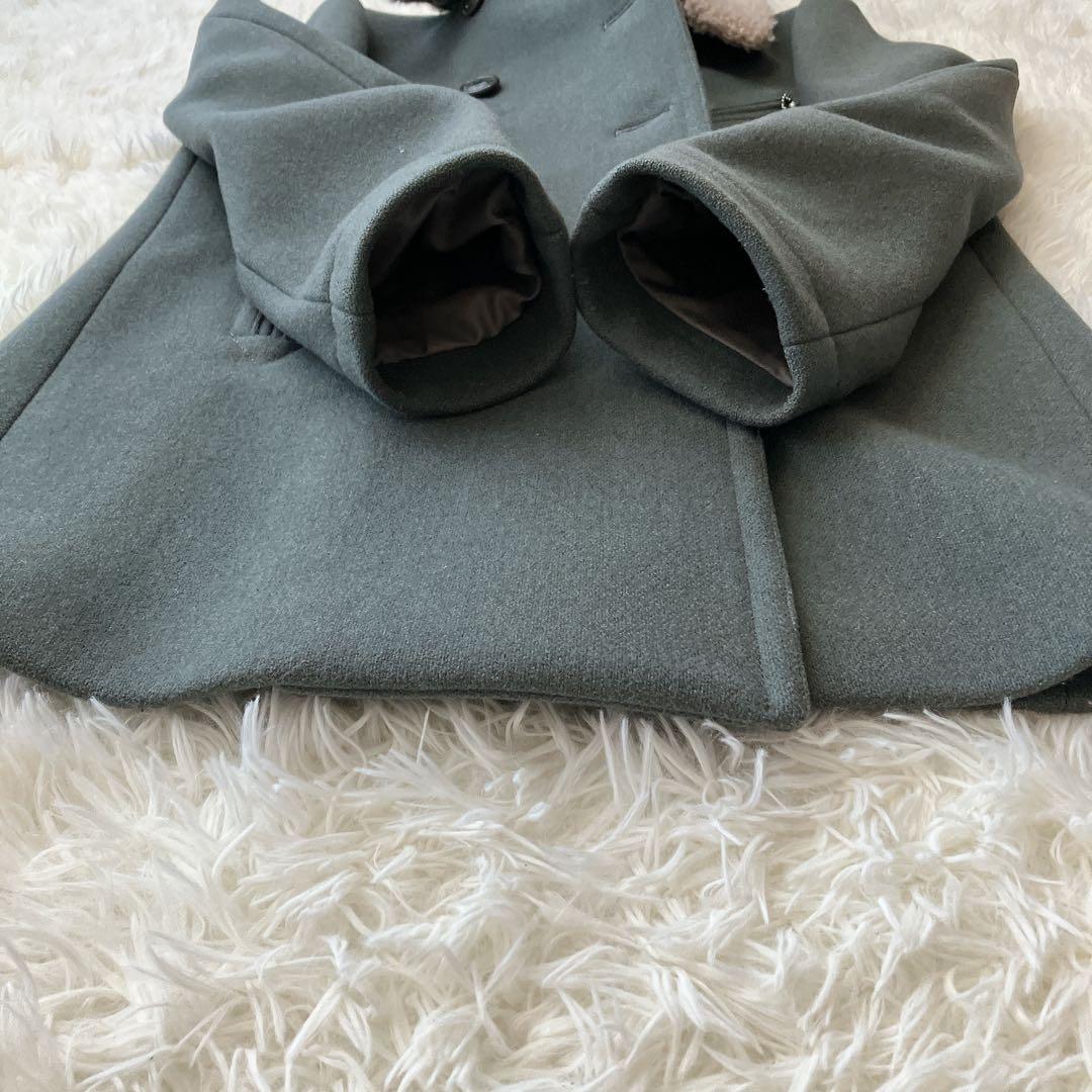 【美品】マーカウェア Pコート ボア襟 ミリタリー ダブルブレスト ウール M