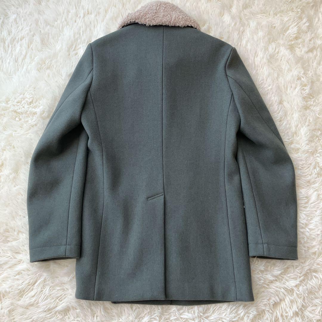 【美品】マーカウェア Pコート ボア襟 ミリタリー ダブルブレスト ウール M