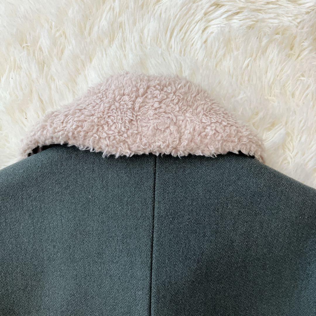 【美品】マーカウェア Pコート ボア襟 ミリタリー ダブルブレスト ウール M