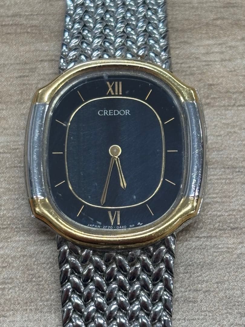 Credor クレドール　クォーツ 腕時計 黒文字盤　18kt 18金