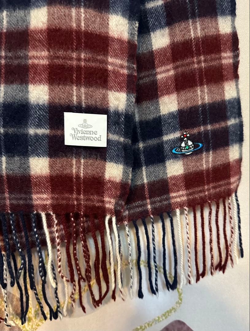 ヴィヴィアンウエストウッド タータンチェック カシミヤ 100% 大判マフラー