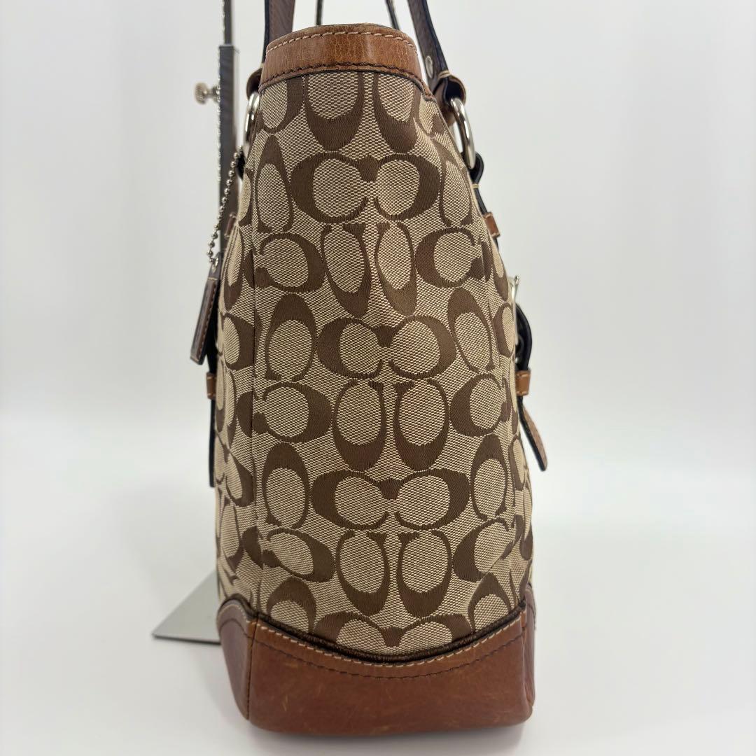 COACH コーチ シグネチャー トートバッグ 茶 キャンバス レザー　842
