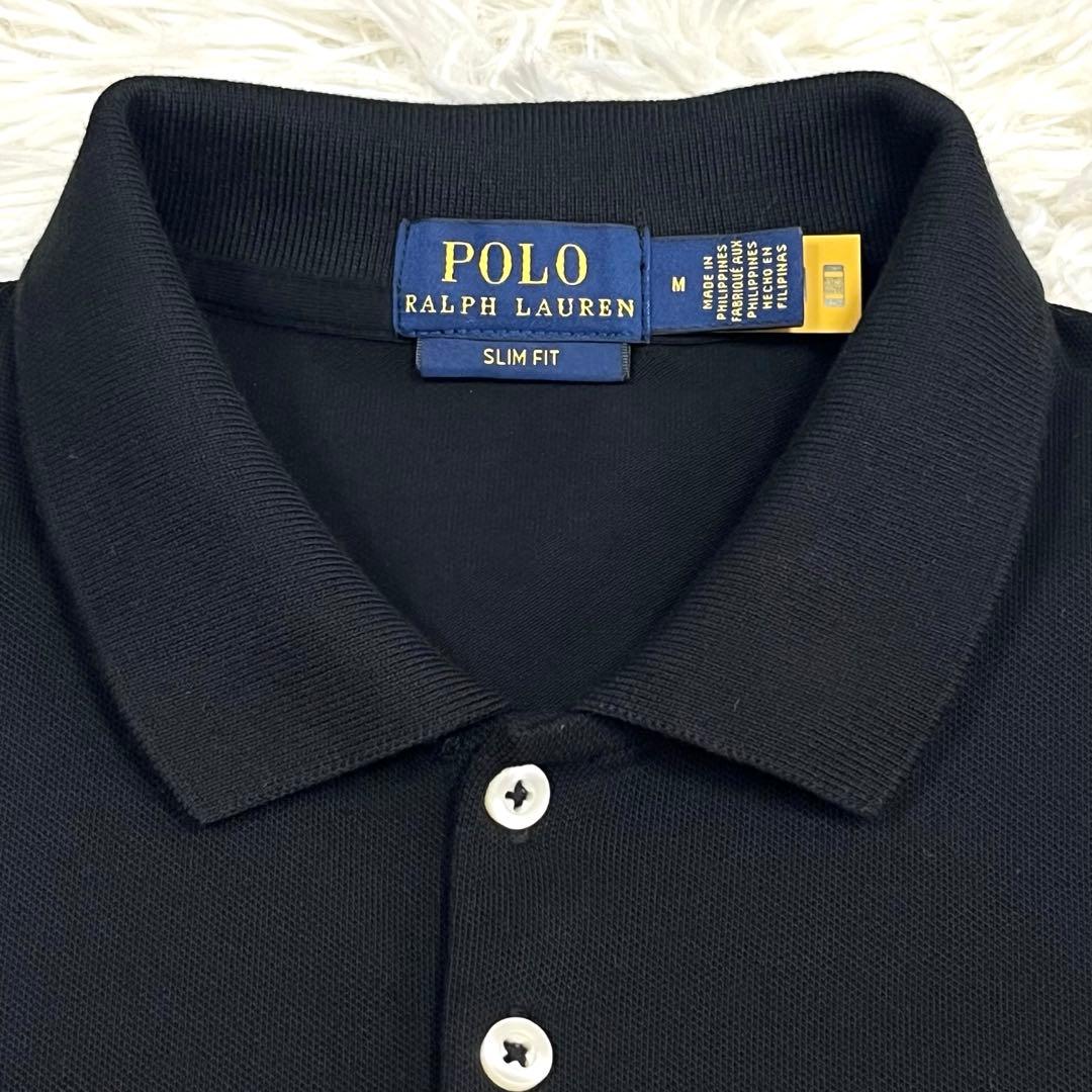 『極美品』ラルフローレン 現行QRタグスリムフィットストレッチポロシャツブラック