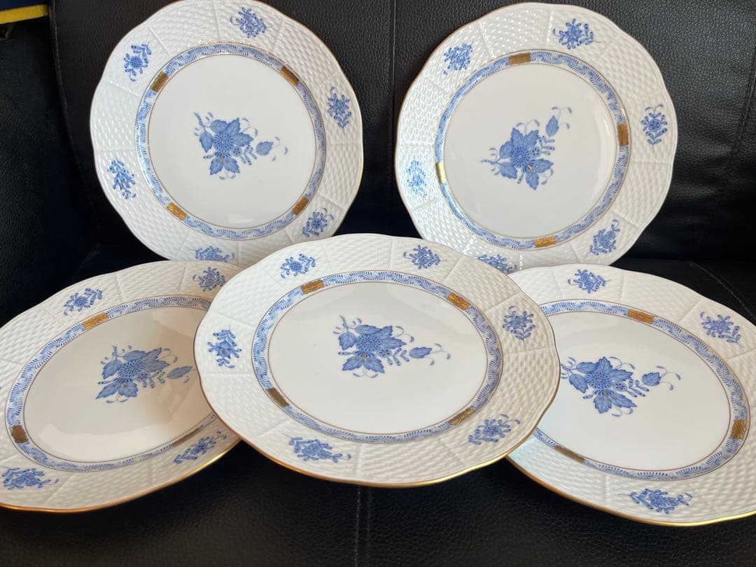 ヘレンド アポニーブルー 皿5枚 23cmセット