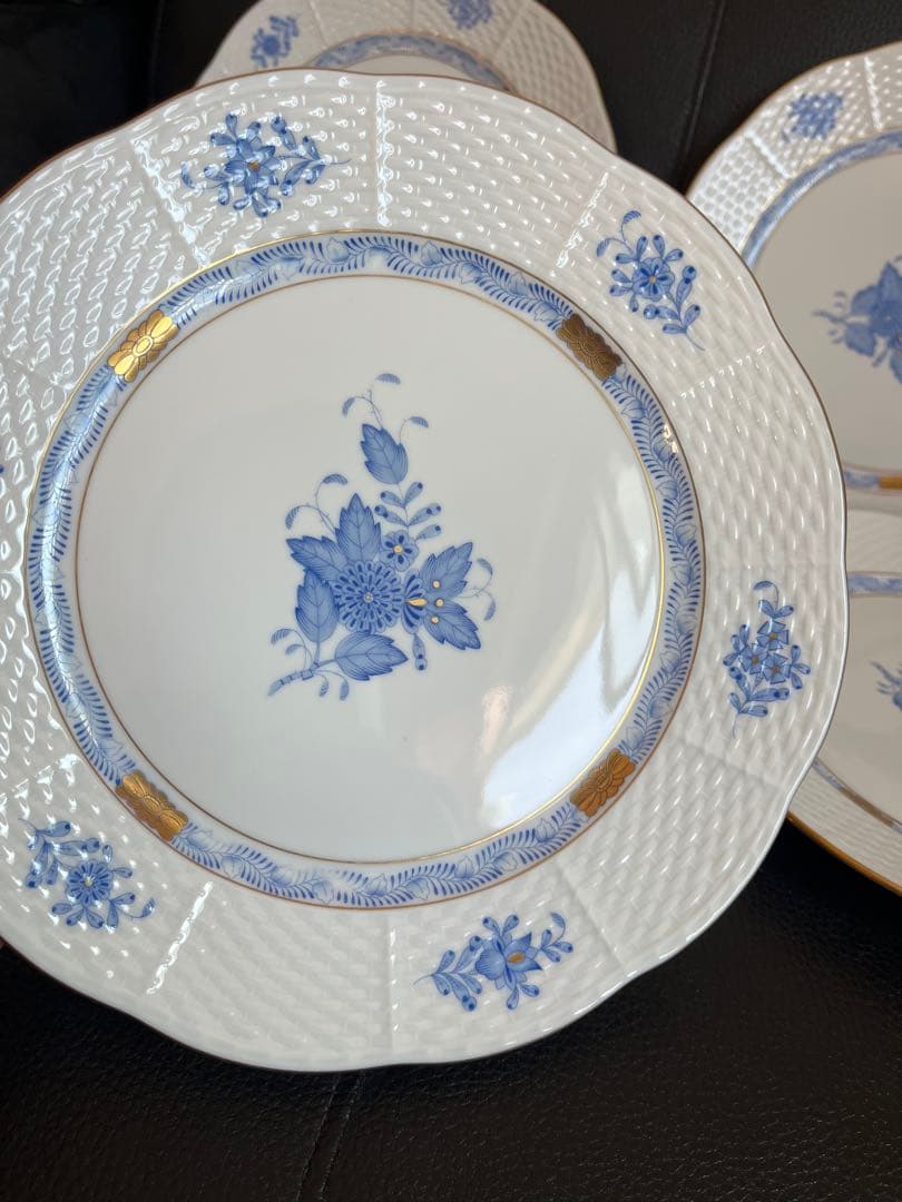 ヘレンド アポニーブルー 皿5枚 23cmセット