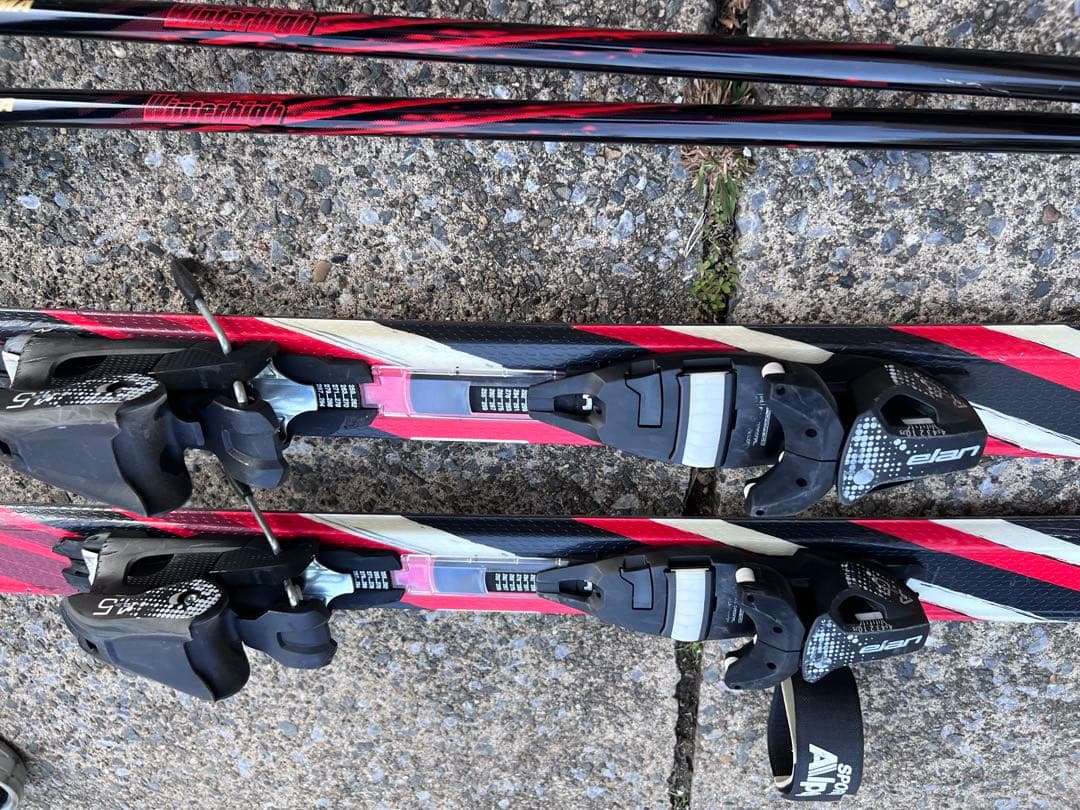 Elan スキーセット 赤黒 付属ポール スキー ストック ブーツ