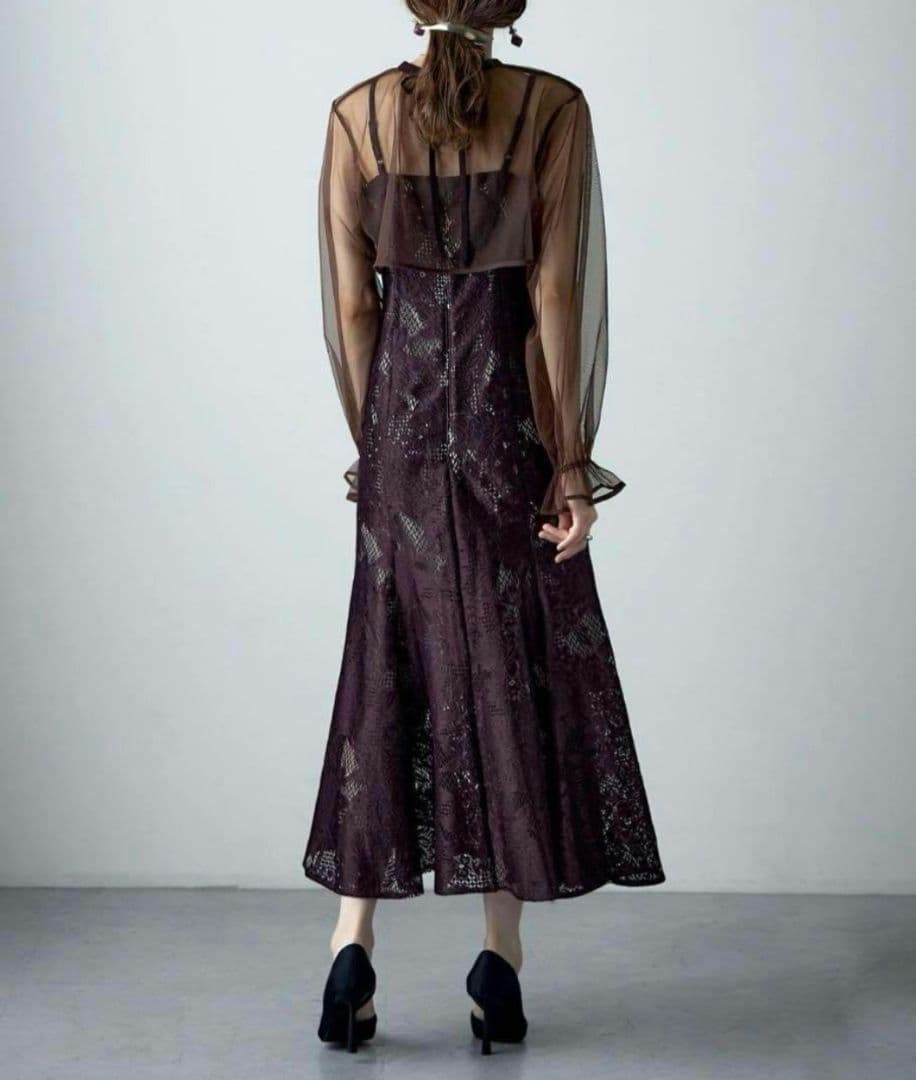 【美品】ドリードール シフォン チュール レースワンピース オケージョンドレス