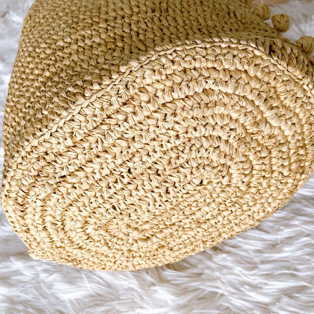 vanessabruno ショルダバッグ ラフィア レザーベルト 巾着付 かご