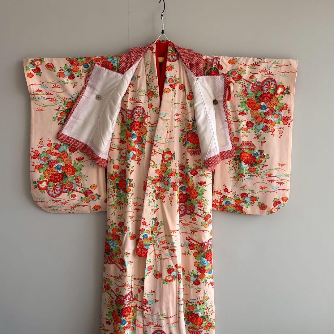 アンティーク　フルセット　七五三　３歳女の子　ピンク　絞り被布　小物　7050