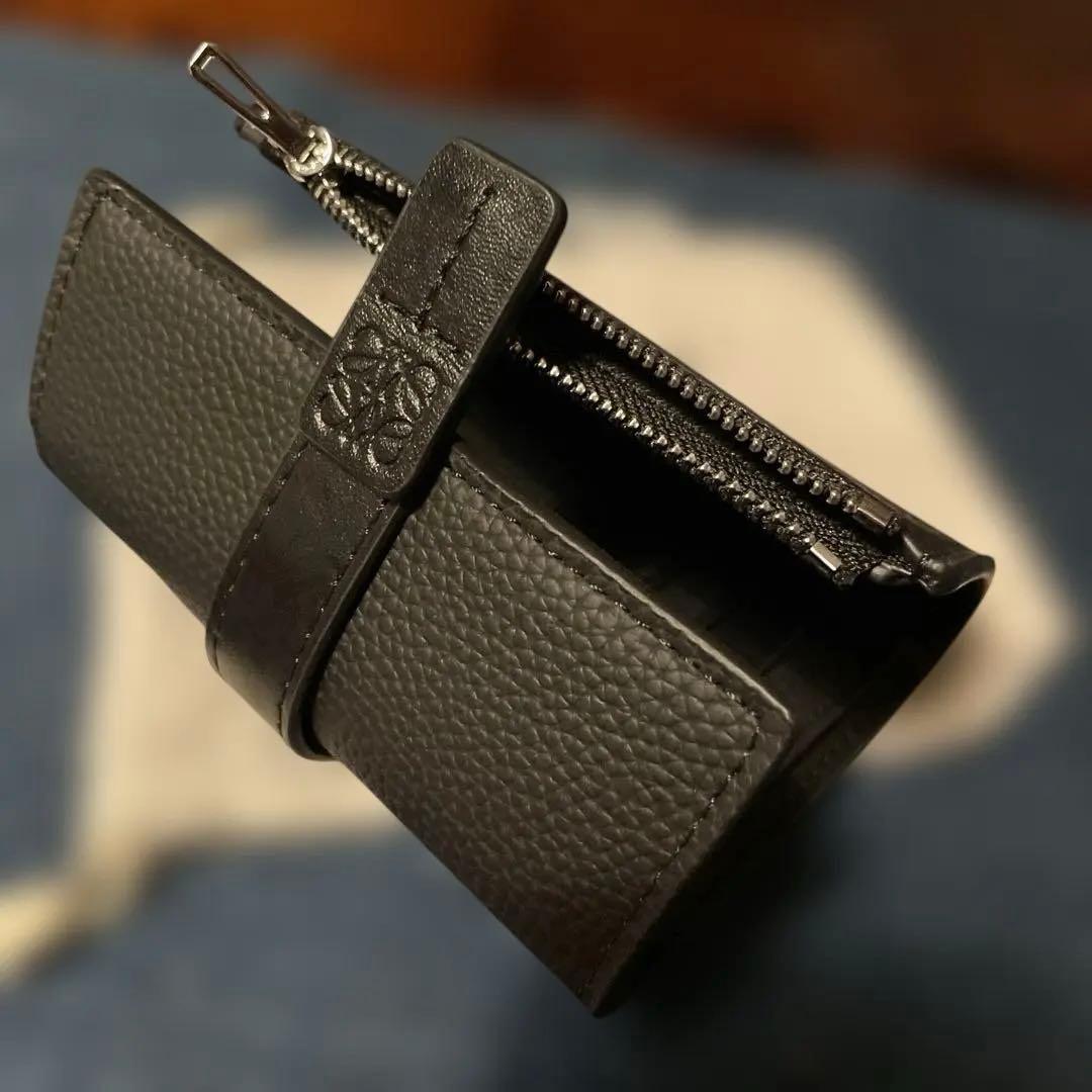 本革 三つ折り財布 収納袋付き ブラック