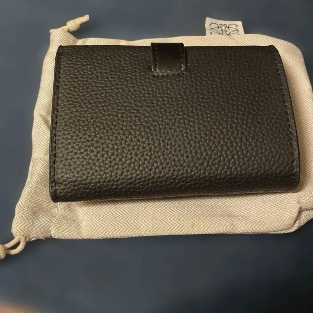 本革 三つ折り財布 収納袋付き ブラック