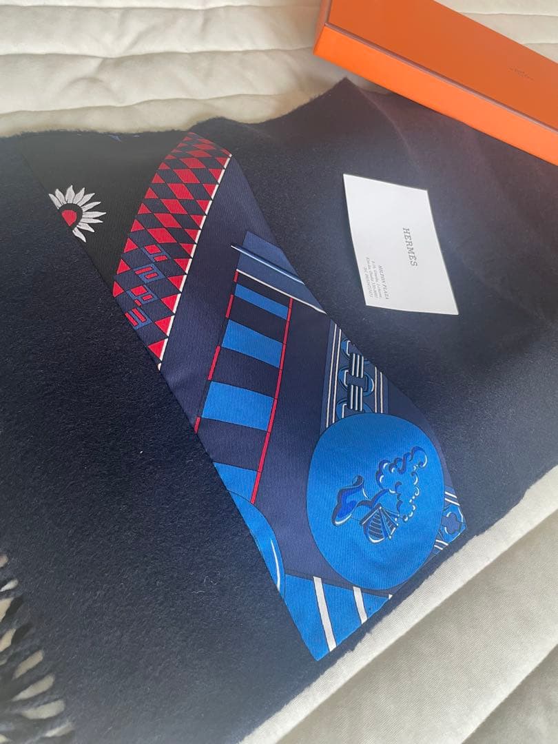 m*1様 エルメス　マフラー　カシミア✖️シルクスカーフ柄