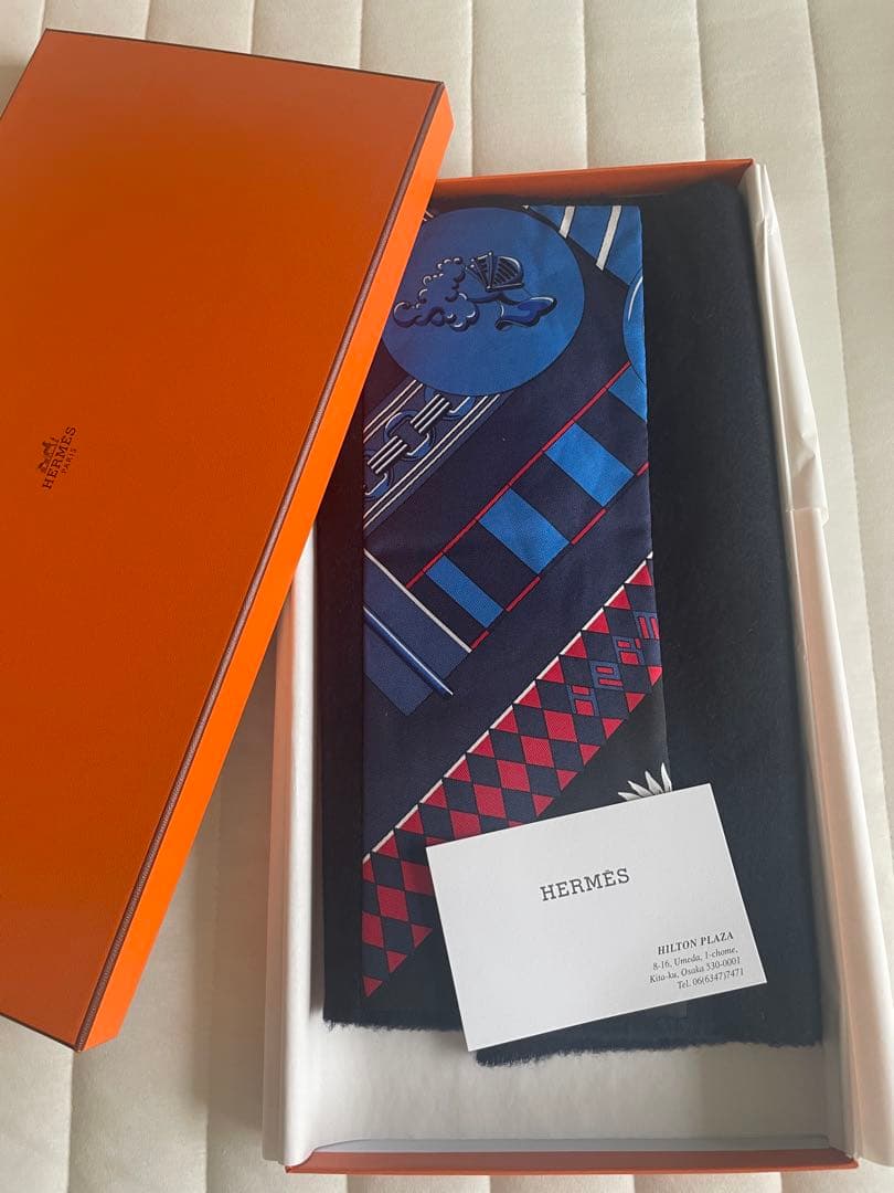 m*1様 エルメス　マフラー　カシミア✖️シルクスカーフ柄
