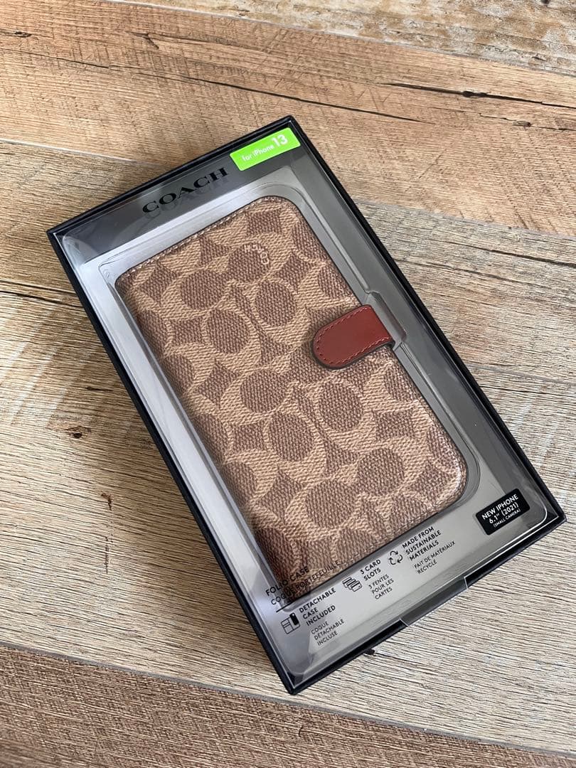 新品　COACH iPhone13 手帳型カバー シグネチャー　コーチ