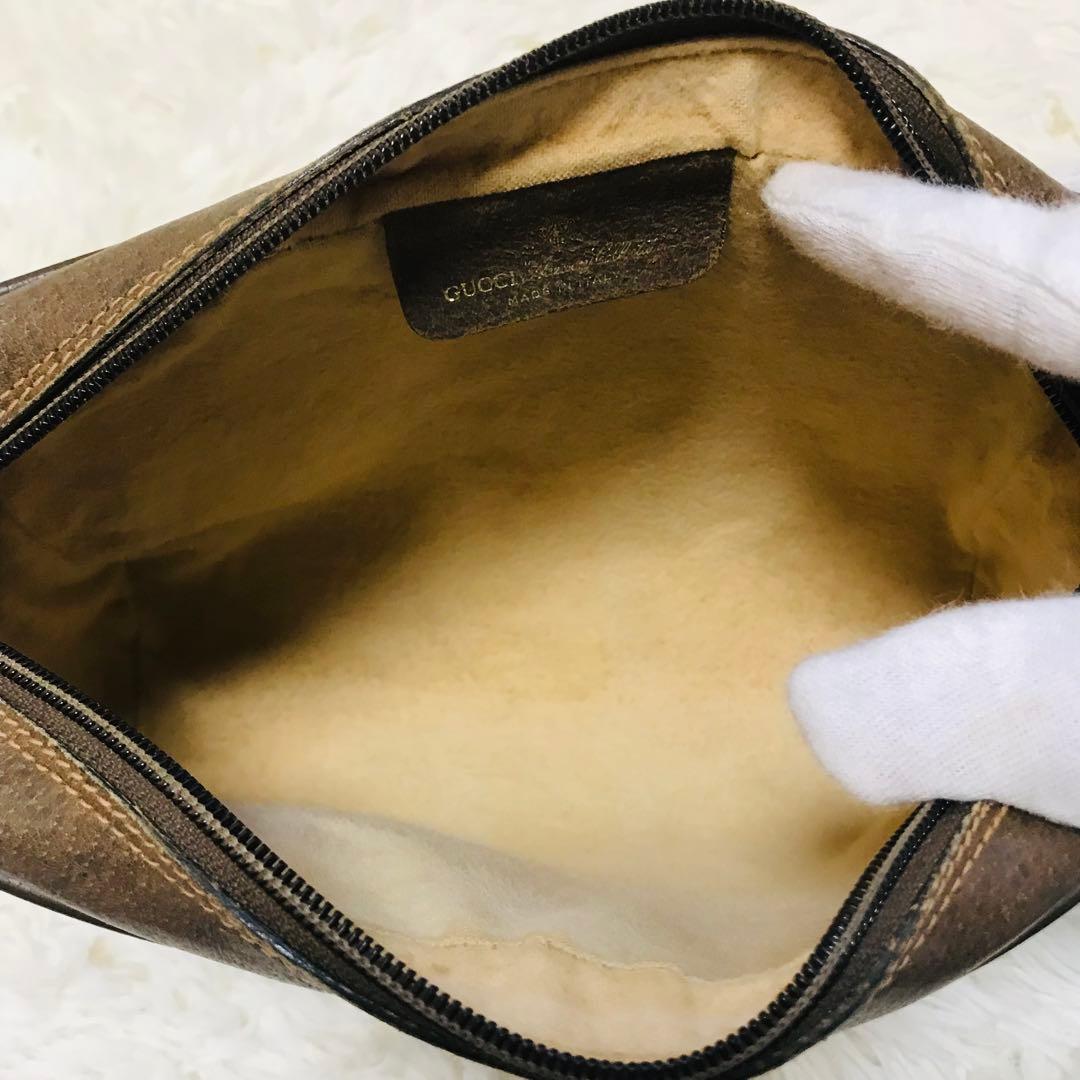 【美品】グッチ クラッチバッグ シェリーライン GG PVC インターロッキング