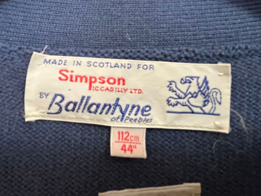 超希少 70s スコットランド製 Ballantyne カシミヤ カーディガン