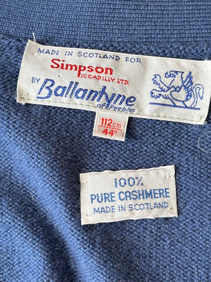 超希少 70s スコットランド製 Ballantyne カシミヤ カーディガン