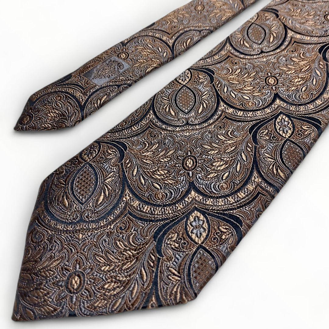 ✨美品✨GUCCI　グッチ　ネクタイ　ペイズリー柄　ブロンズ　ジャガード　シルク