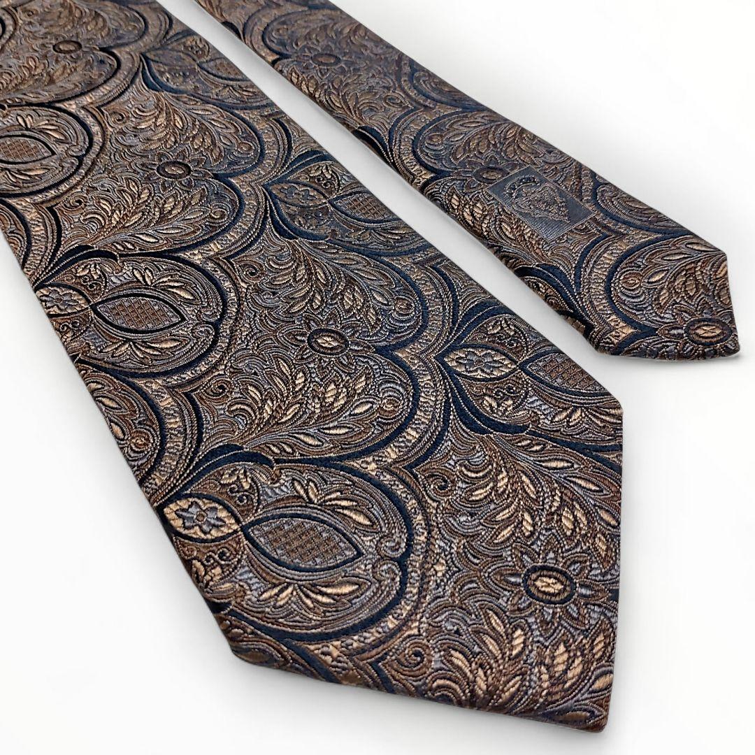 ✨美品✨GUCCI　グッチ　ネクタイ　ペイズリー柄　ブロンズ　ジャガード　シルク