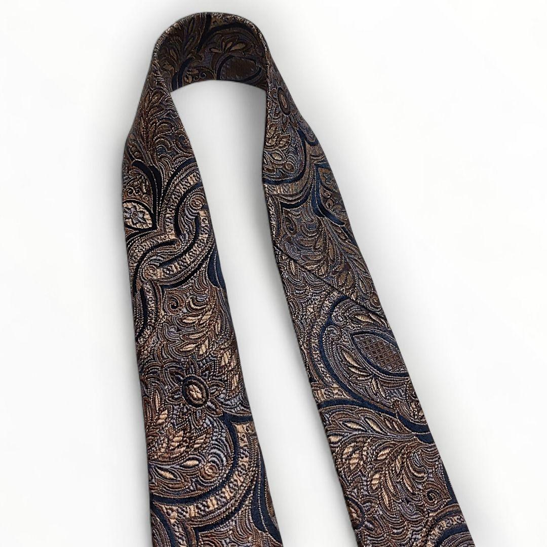 ✨美品✨GUCCI　グッチ　ネクタイ　ペイズリー柄　ブロンズ　ジャガード　シルク