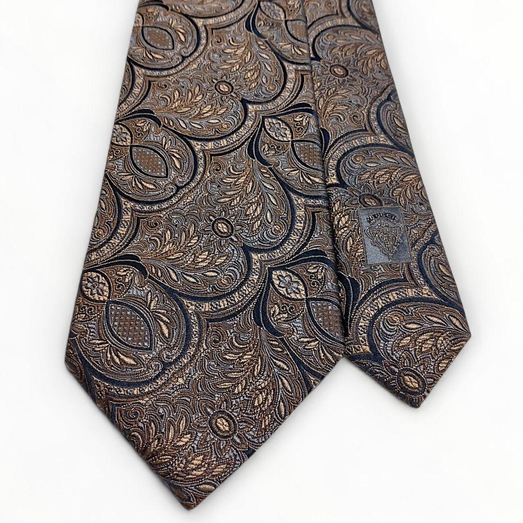 ✨美品✨GUCCI　グッチ　ネクタイ　ペイズリー柄　ブロンズ　ジャガード　シルク