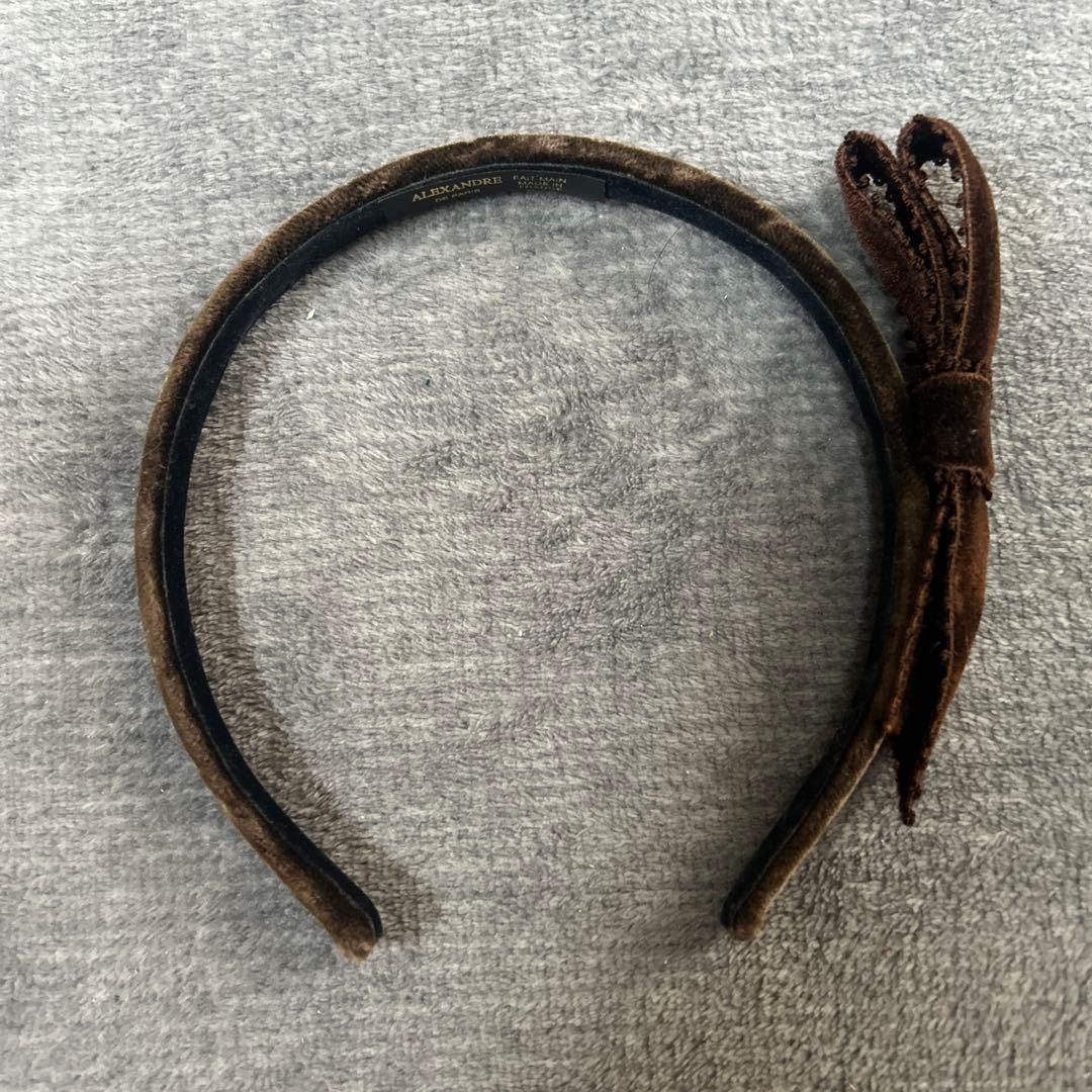 ALEXANDRE ブラウンリボン付き カチューシャ