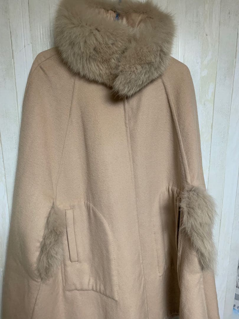 グレースコンチネンタル　フォックスリバーポンチョ　ケープコート　ファー　ウール
