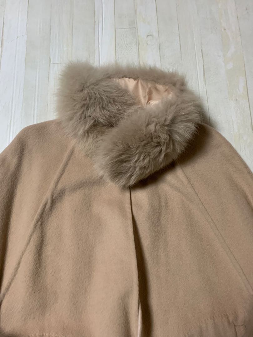 グレースコンチネンタル　フォックスリバーポンチョ　ケープコート　ファー　ウール